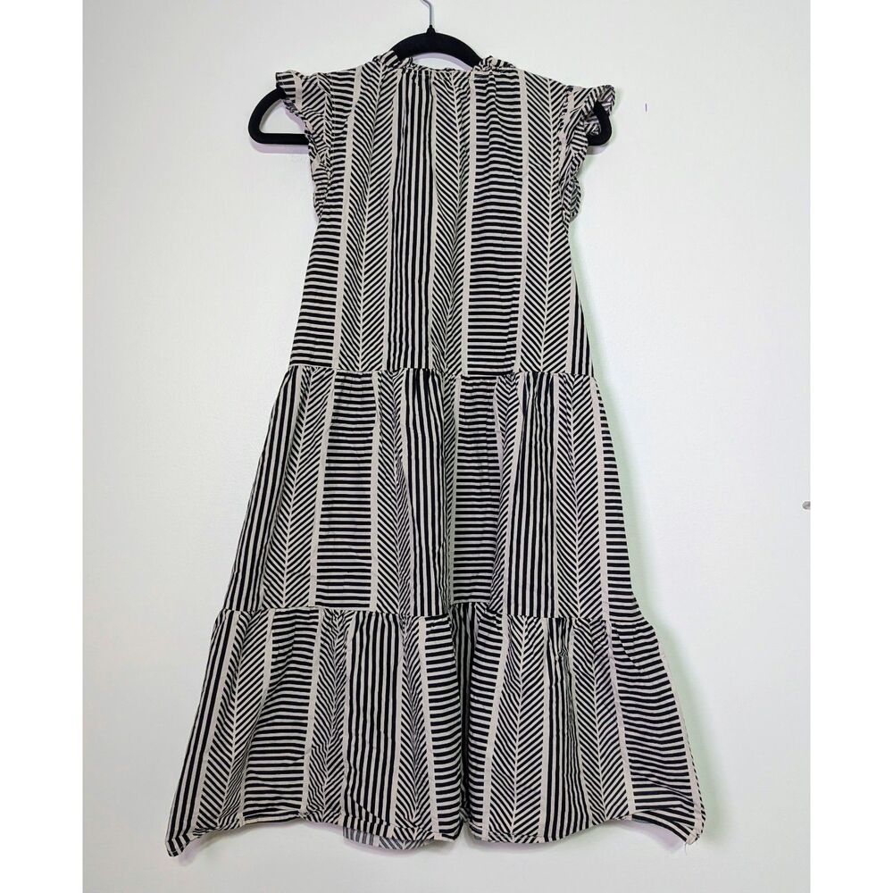 Striped Tiered 100% Cotton Summer Dress Size Small  Cottagecore Ruffle - Picture 3 of 8